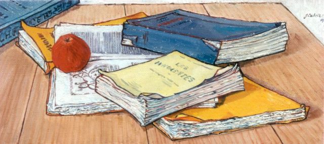 Lodeizen J.  | Les Livres Francais, olieverf op doek 22,0 x 46,0 cm, gesigneerd r.b. en gedateerd 1918